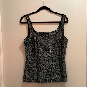 WHITE HOUSE BLACK MARKET Corset style top with black lace edge